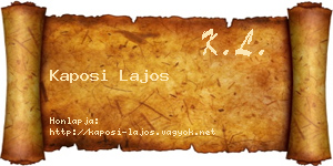 Kaposi Lajos névjegykártya